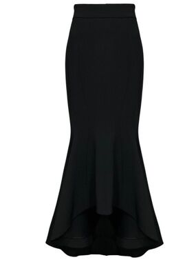 Alexandre Vauthier Black High Waisted High-Low Crepe Maxi Skirt with Flared Hem